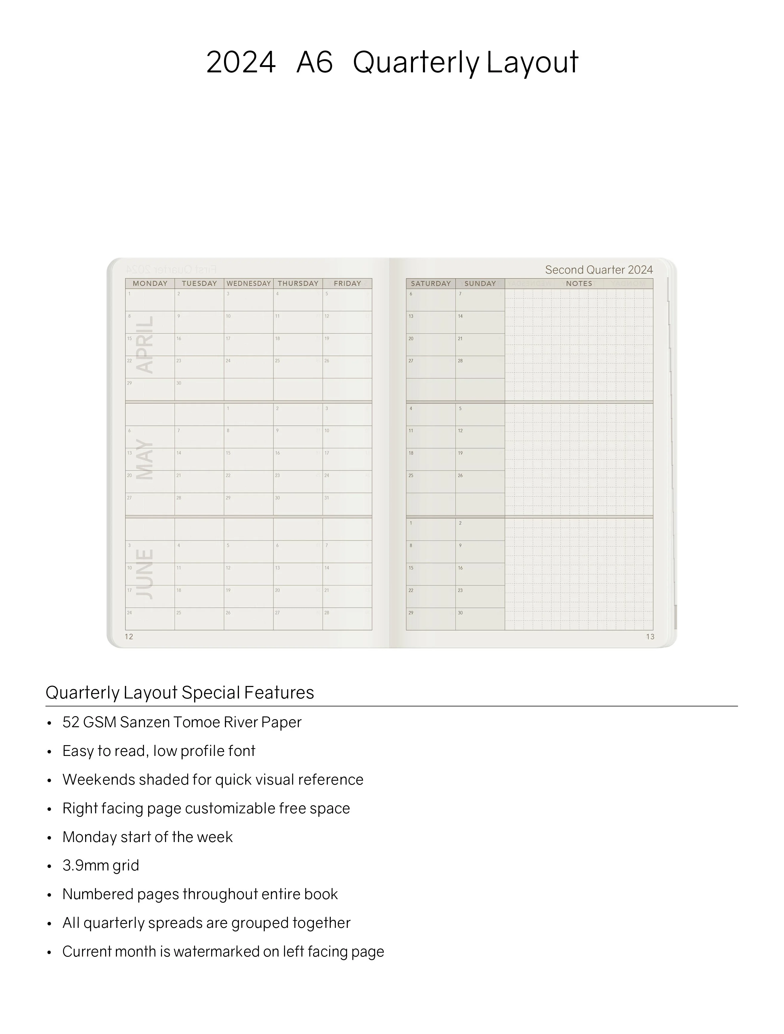 2024 A6 Weekly Planner | Core | Stacked Weekends - Image 5